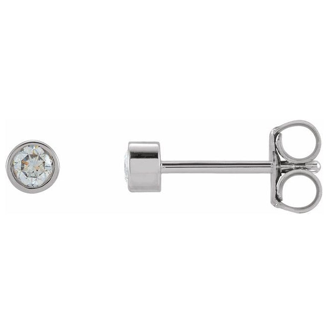 14K White Gold Pair Friction Backs  Polished 5/8 Ctw Lab-Grown Diamond Micro Bezel Earrings
