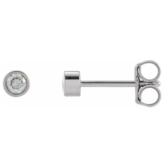 14K White Gold Pair Friction Backs  Polished 5/8 Ctw Lab-Grown Diamond Micro Bezel Earrings