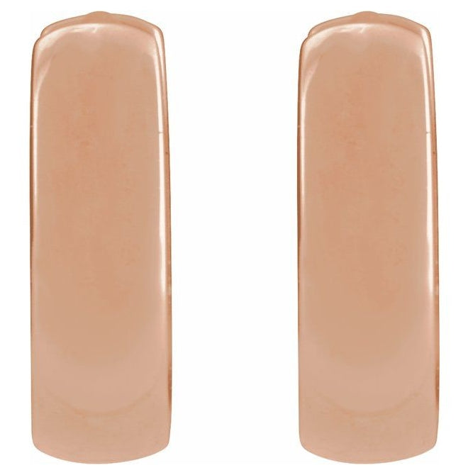 14K Rose Gold 8 Mm x 2.3 Mm Pair Hinged Polished Huggie Hoop Earrings