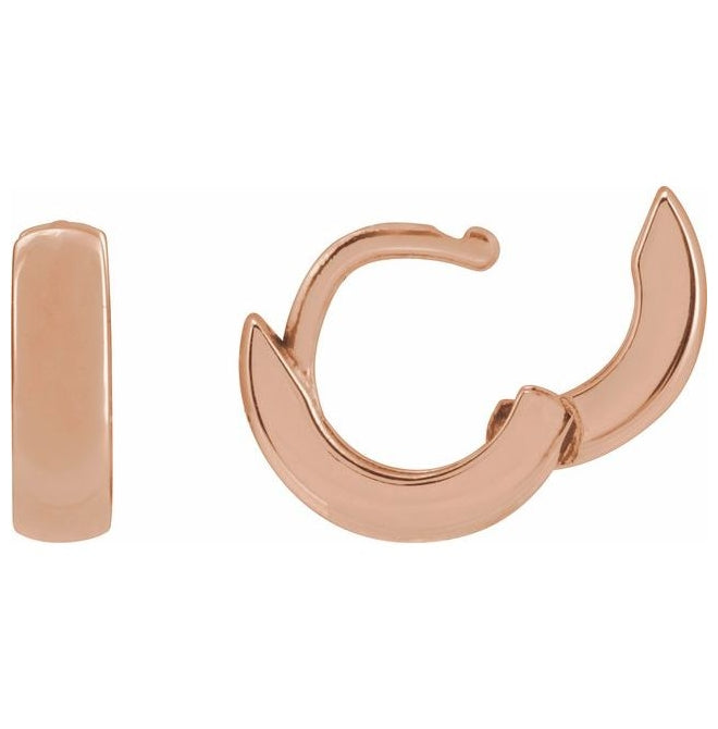 14K Rose Gold 8 Mm x 2.3 Mm Pair Hinged Polished Huggie Hoop Earrings