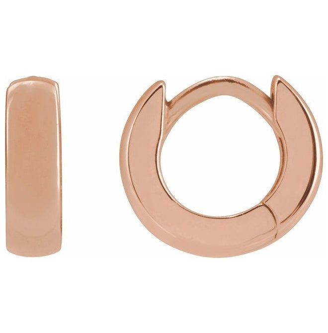 14K Rose Gold 8 Mm x 2.3 Mm Pair Hinged Polished Huggie Hoop Earrings