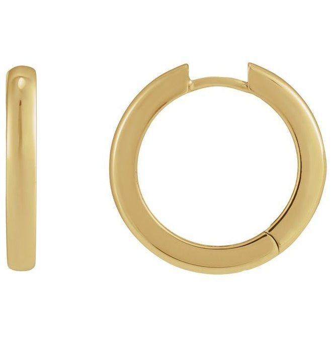 14K Yellow Or Rose Gold Or Sterling Silver Pair Hinged Polished Huggie Hoop Earrings