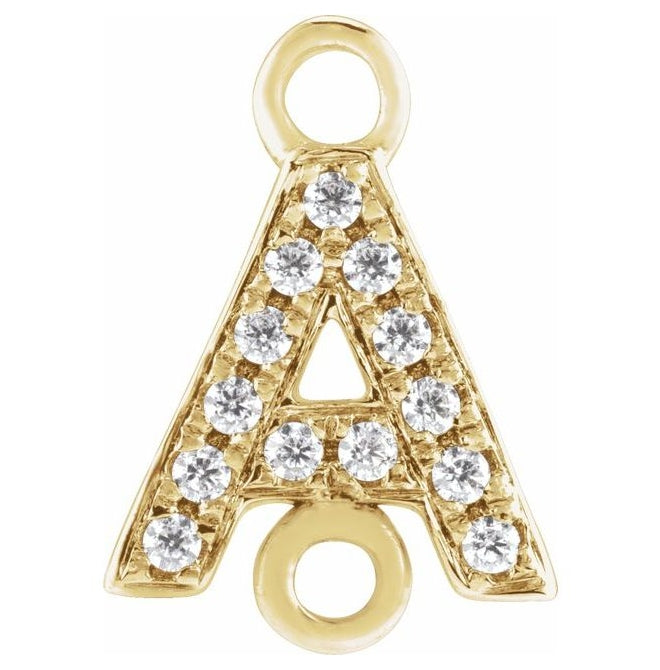 14K Yellow Or White Or Rose Gold Petite Pave Round I1, G-H Polished Natural Diamond Initial Link
