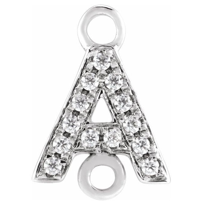 14K Yellow Or White Or Rose Gold Petite Pave Round I1, G-H Polished Natural Diamond Initial Link