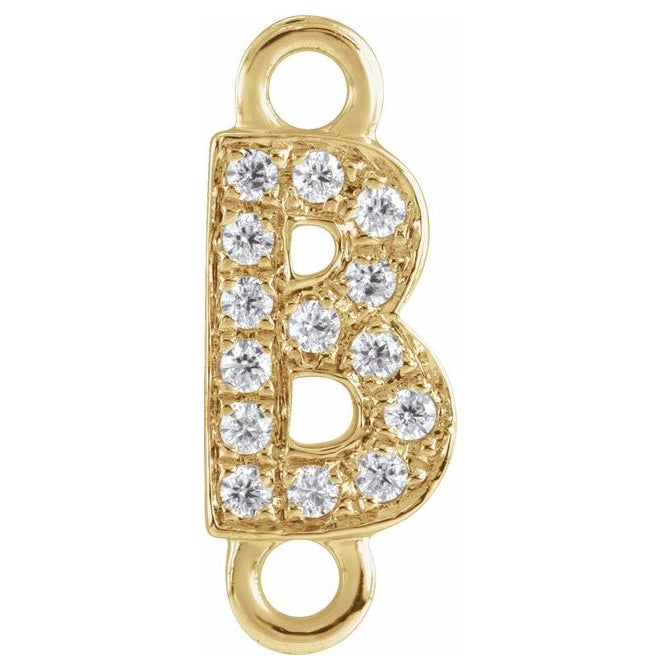 14K Yellow Or White Or Rose Gold Petite Pave Round I1, G-H Polished Natural Diamond Initial Link
