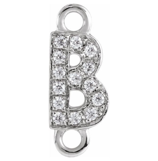 14K Yellow Or White Or Rose Gold Petite Pave Round I1, G-H Polished Natural Diamond Initial Link