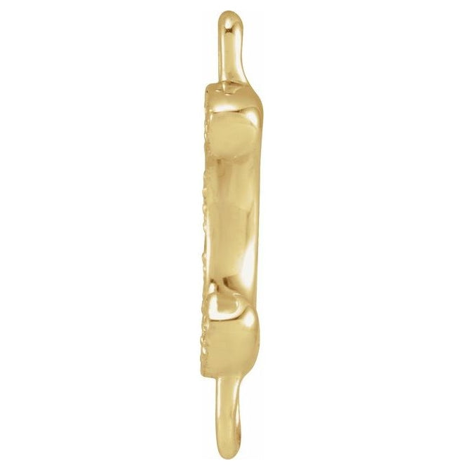14K Yellow Or White Or Rose Gold Petite Pave Round I1, G-H Polished Natural Diamond Initial Link