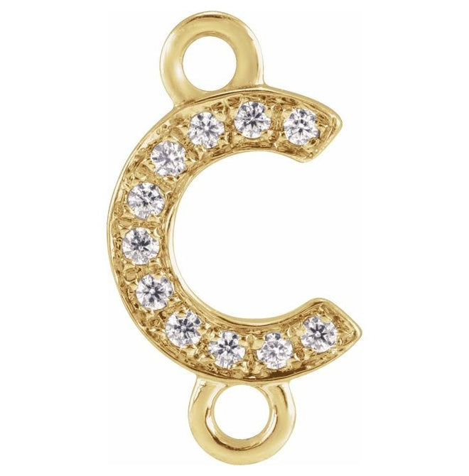 14K Yellow Or White Or Rose Gold Petite Pave Round I1, G-H Polished Natural Diamond Initial Link