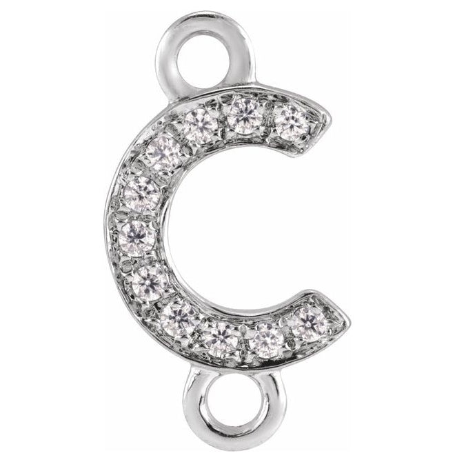 14K Yellow Or White Or Rose Gold Petite Pave Round I1, G-H Polished Natural Diamond Initial Link