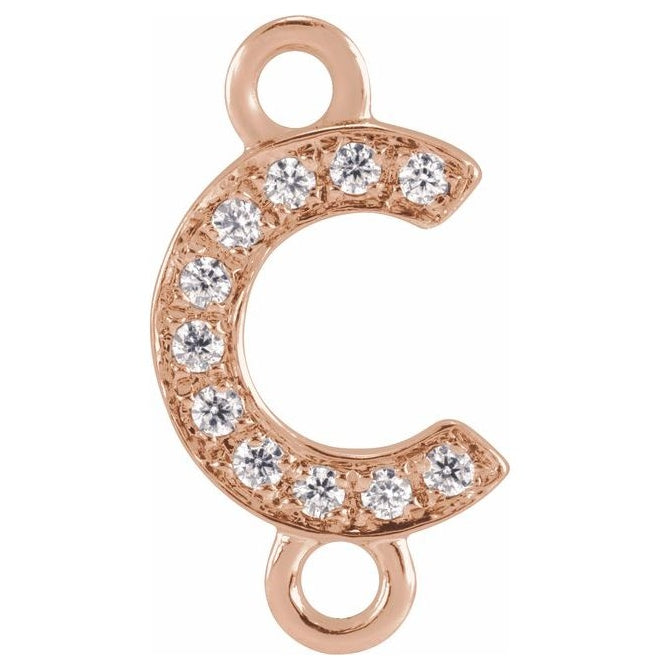 14K Yellow Or White Or Rose Gold Petite Pave Round I1, G-H Polished Natural Diamond Initial Link