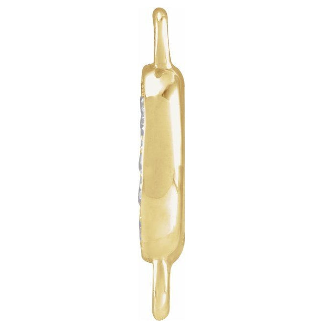 14K Yellow Or White Or Rose Gold Petite Pave Round I1, G-H Polished Natural Diamond Initial Link