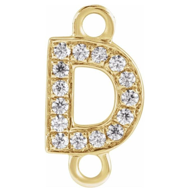 14K Yellow Or White Or Rose Gold Petite Pave Round I1, G-H Polished Natural Diamond Initial Link