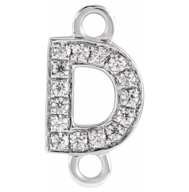 14K Yellow Or White Or Rose Gold Petite Pave Round I1, G-H Polished Natural Diamond Initial Link