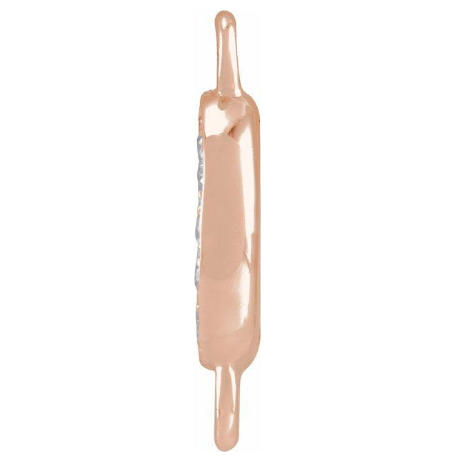 14K Yellow Or White Or Rose Gold Petite Pave Round I1, G-H Polished Natural Diamond Initial Link