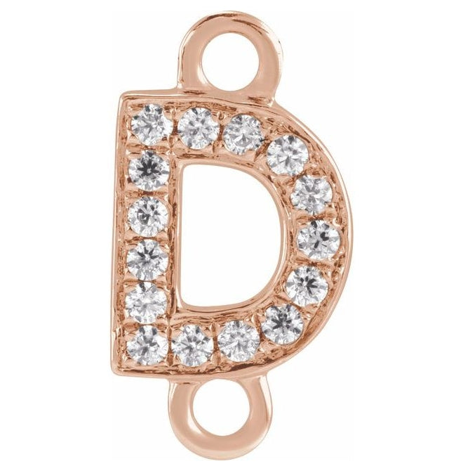 14K Yellow Or White Or Rose Gold Petite Pave Round I1, G-H Polished Natural Diamond Initial Link