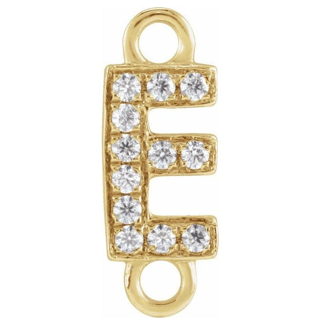 14K Yellow Or White Or Rose Gold Petite Pave Round I1, G-H Polished Natural Diamond Initial Link