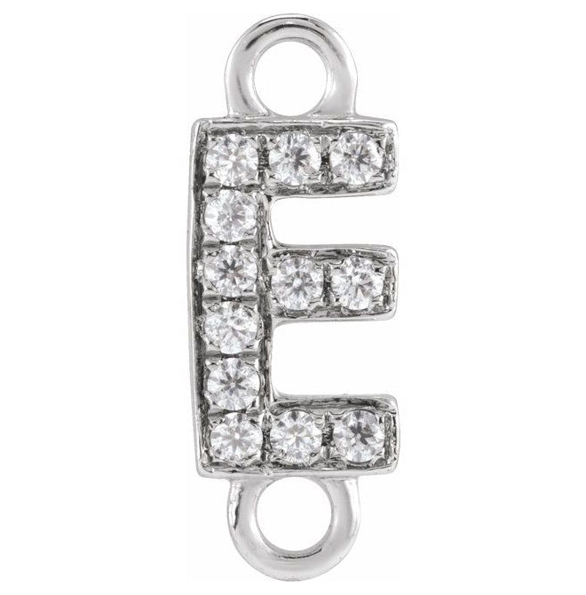 14K Yellow Or White Or Rose Gold Petite Pave Round I1, G-H Polished Natural Diamond Initial Link