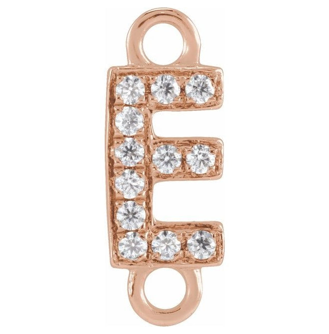 14K Yellow Or White Or Rose Gold Petite Pave Round I1, G-H Polished Natural Diamond Initial Link