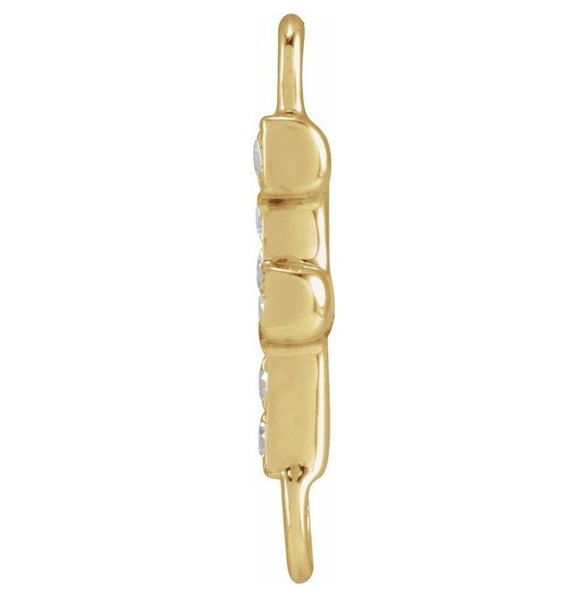 14K Yellow Or White Or Rose Gold Petite Pave Round I1, G-H Polished Natural Diamond Initial Link