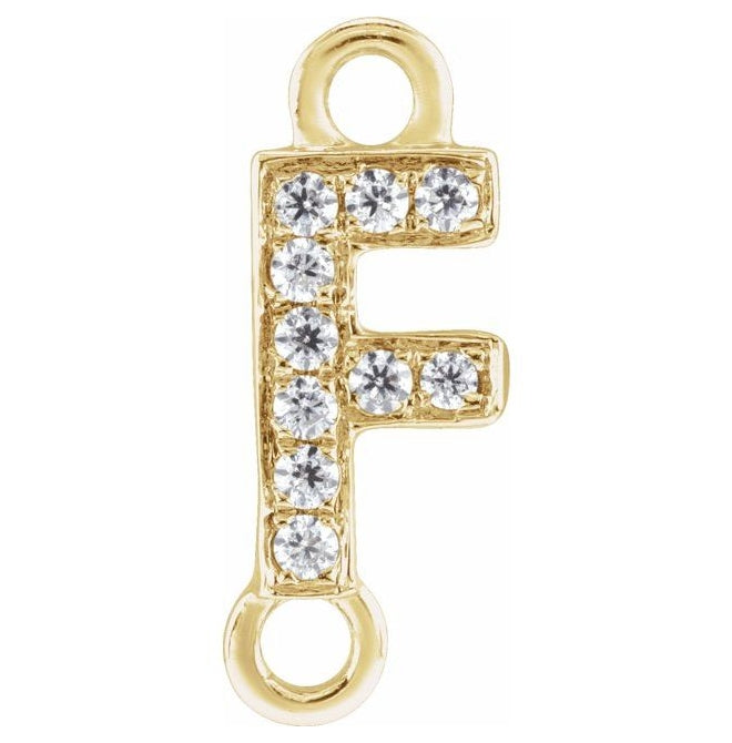 14K Yellow Or White Or Rose Gold Petite Pave Round I1, G-H Polished Natural Diamond Initial Link