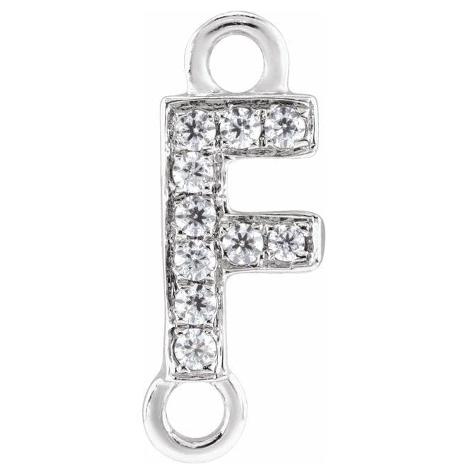 14K Yellow Or White Or Rose Gold Petite Pave Round I1, G-H Polished Natural Diamond Initial Link