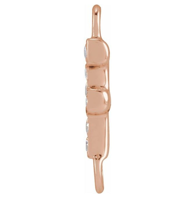 14K Yellow Or White Or Rose Gold Petite Pave Round I1, G-H Polished Natural Diamond Initial Link