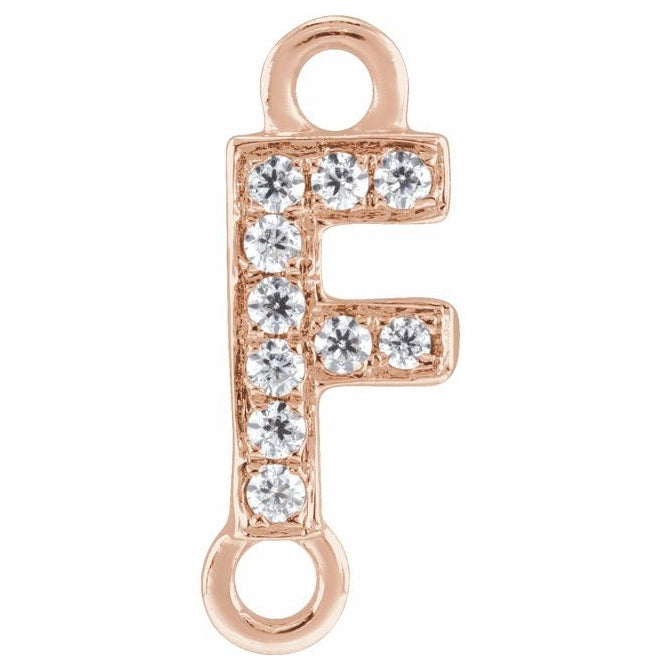 14K Yellow Or White Or Rose Gold Petite Pave Round I1, G-H Polished Natural Diamond Initial Link