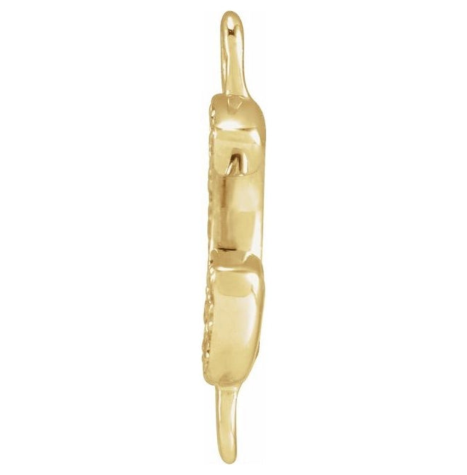 14K Yellow Or White Or Rose Gold Petite Pave Round I1, G-H Polished Natural Diamond Initial Link
