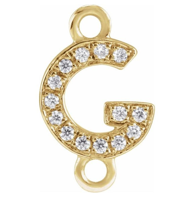 14K Yellow Or White Or Rose Gold Petite Pave Round I1, G-H Polished Natural Diamond Initial Link