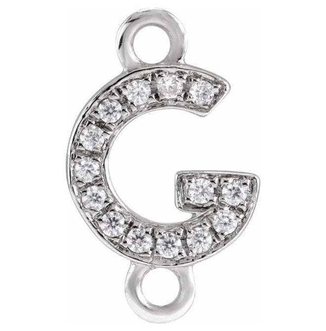 14K Yellow Or White Or Rose Gold Petite Pave Round I1, G-H Polished Natural Diamond Initial Link