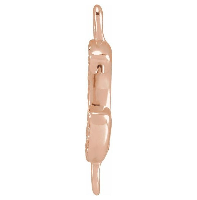 14K Yellow Or White Or Rose Gold Petite Pave Round I1, G-H Polished Natural Diamond Initial Link