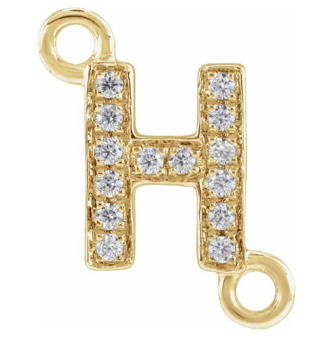 14K Yellow Or White Or Rose Gold Petite Pave Round I1, G-H Polished Natural Diamond Initial Link
