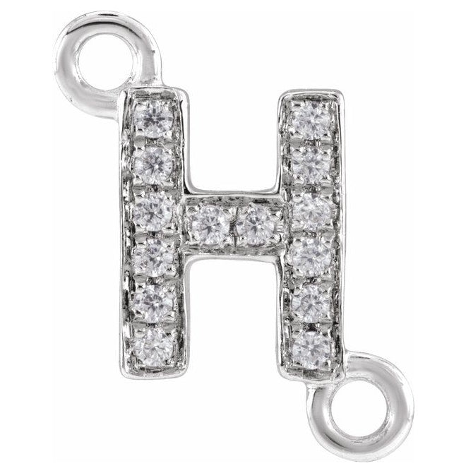 14K Yellow Or White Or Rose Gold Petite Pave Round I1, G-H Polished Natural Diamond Initial Link