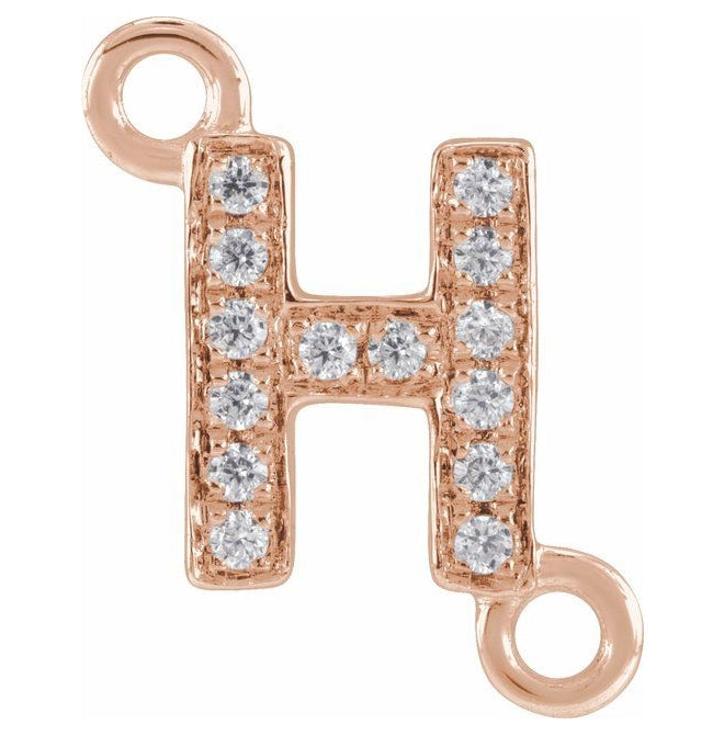 14K Yellow Or White Or Rose Gold Petite Pave Round I1, G-H Polished Natural Diamond Initial Link