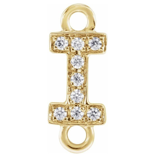 14K Yellow Or White Or Rose Gold Petite Pave Round I1, G-H Polished Natural Diamond Initial Link