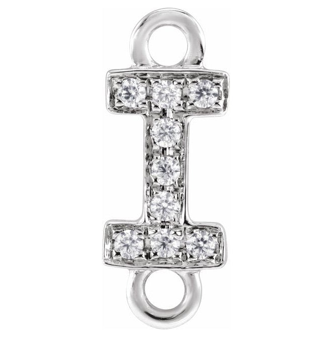 14K Yellow Or White Or Rose Gold Petite Pave Round I1, G-H Polished Natural Diamond Initial Link