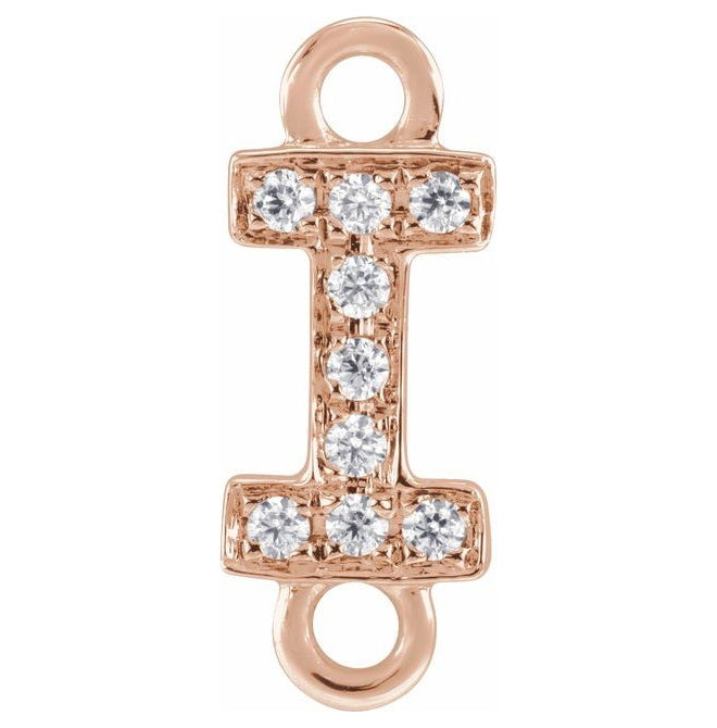 14K Yellow Or White Or Rose Gold Petite Pave Round I1, G-H Polished Natural Diamond Initial Link