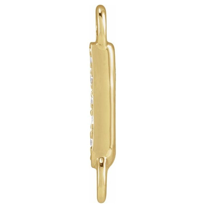 14K Yellow Or White Or Rose Gold Petite Pave Round I1, G-H Polished Natural Diamond Initial Link