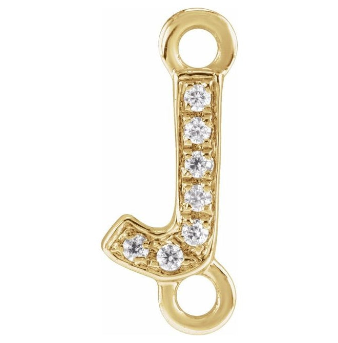 14K Yellow Or White Or Rose Gold Petite Pave Round I1, G-H Polished Natural Diamond Initial Link