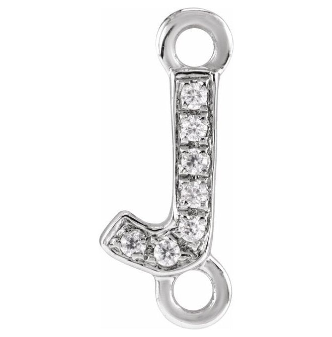 14K Yellow Or White Or Rose Gold Petite Pave Round I1, G-H Polished Natural Diamond Initial Link
