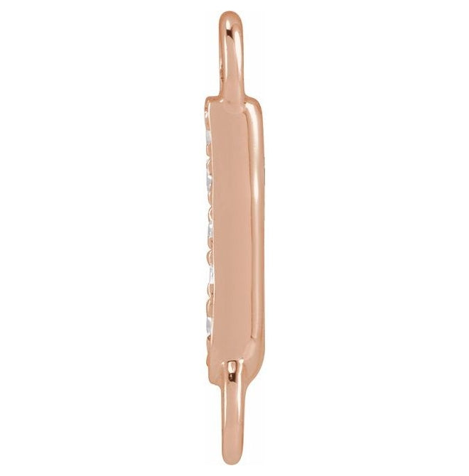 14K Yellow Or White Or Rose Gold Petite Pave Round I1, G-H Polished Natural Diamond Initial Link