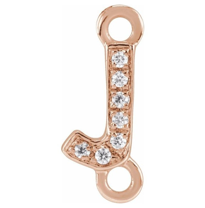 14K Yellow Or White Or Rose Gold Petite Pave Round I1, G-H Polished Natural Diamond Initial Link