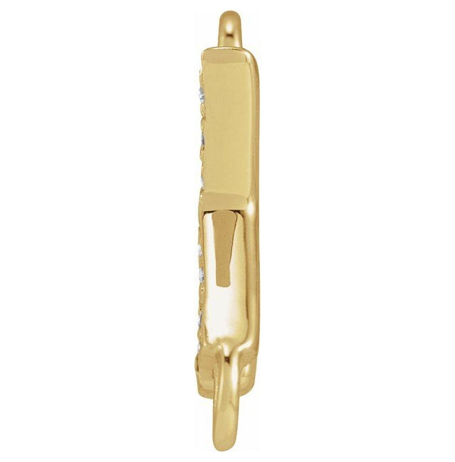 14K Yellow Or White Or Rose Gold Petite Pave Round I1, G-H Polished Natural Diamond Initial Link