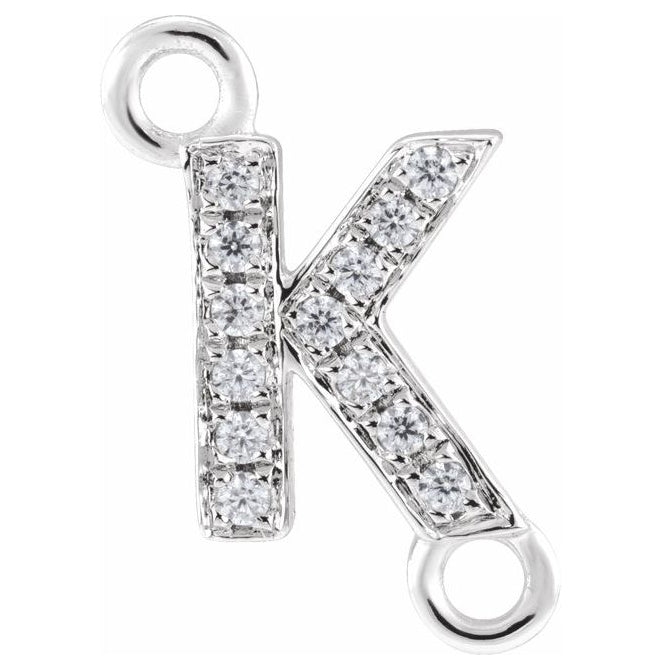 14K Yellow Or White Or Rose Gold Petite Pave Round I1, G-H Polished Natural Diamond Initial Link