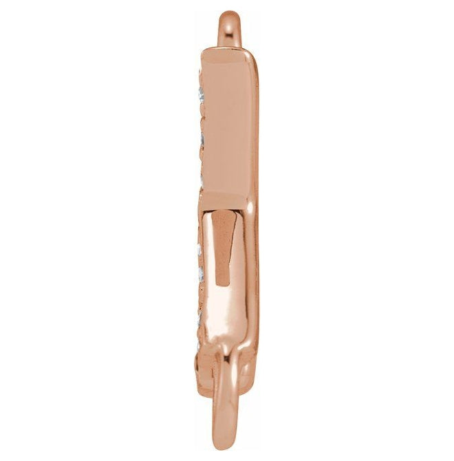 14K Yellow Or White Or Rose Gold Petite Pave Round I1, G-H Polished Natural Diamond Initial Link