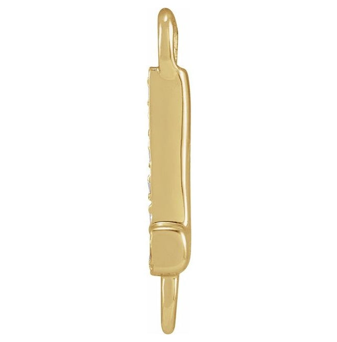 14K Yellow Or White Or Rose Gold Petite Pave Round I1, G-H Polished Natural Diamond Initial Link