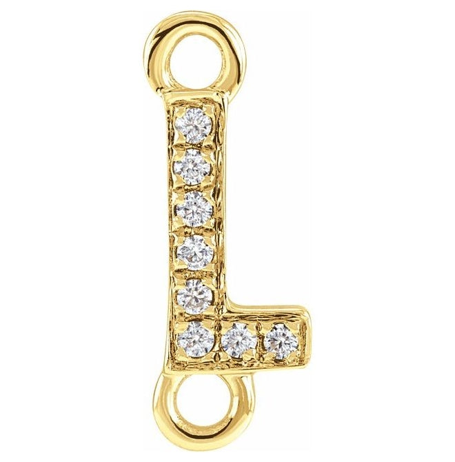 14K Yellow Or White Or Rose Gold Petite Pave Round I1, G-H Polished Natural Diamond Initial Link