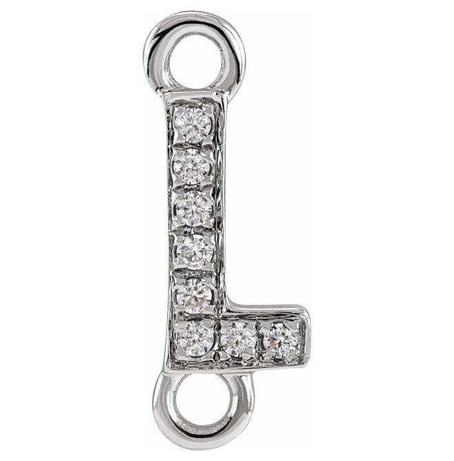 14K Yellow Or White Or Rose Gold Petite Pave Round I1, G-H Polished Natural Diamond Initial Link