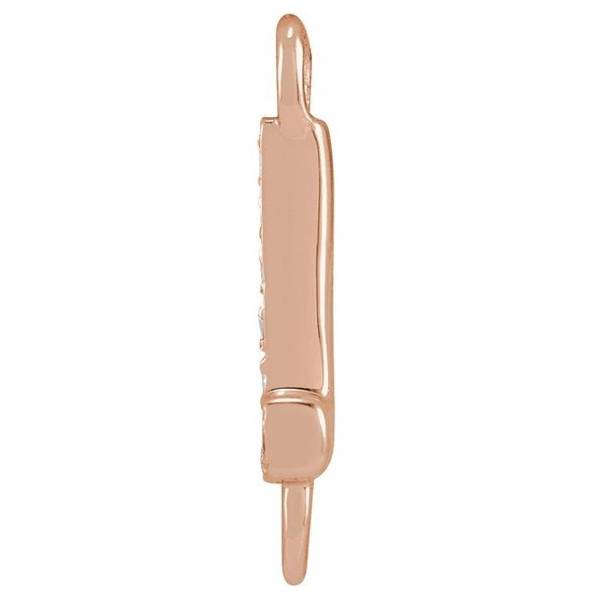 14K Yellow Or White Or Rose Gold Petite Pave Round I1, G-H Polished Natural Diamond Initial Link