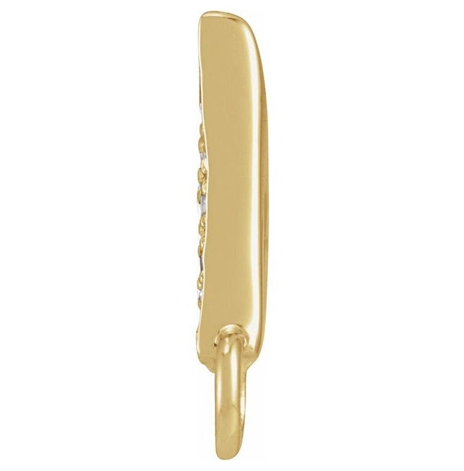 14K Yellow Or White Or Rose Gold Petite Pave Round I1, G-H Polished Natural Diamond Initial Link